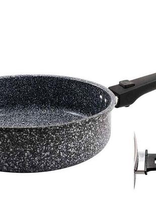 Сковорода ал. без кришки 28см qd-fd528 h=7,5см глибока зі знімною ручкою тм zauberg