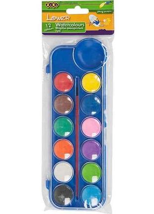 Фарби аквар. 12 кол., пласт.кор., зп., синий zb.6559-02 тм zibi