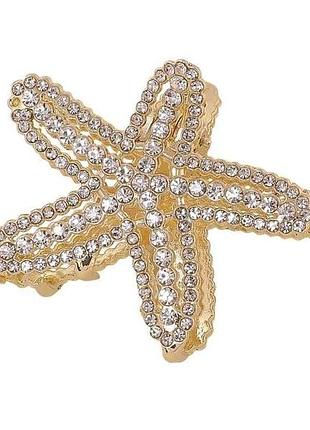 Заколка-краб 5см метал «морська зірка зі стразами» (289943) тм xuping