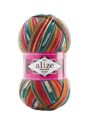 Пряжа superwash comfort арт.7839 5шт/уп меланж 25% полиамид 75% шерсть 100г 420м тм alize