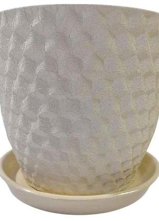 Горщик керамічний куб кожа 2,5л бежевий тм авангард