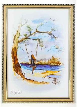 Фоторамка 30-40 багет: dm1715-x073 світло дерево з золотим візерунком pl20 тм ramka