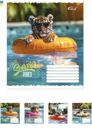 Тетрадь в клетку 12арк. 25шт/уп тв-47 лiто тм gold brisk