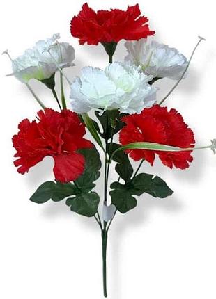 Букет искусственных цветов гвоздики h-43см 6 бут. двойные 23053-6 6126 (3шт/св) тм китай