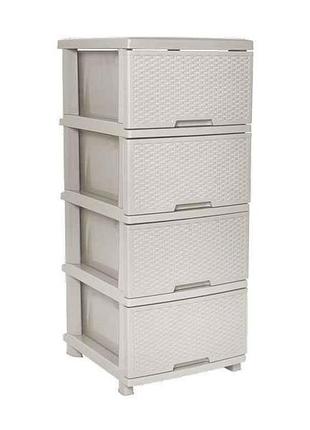 Комод 4-яр. белая роза роттанг тм алеана