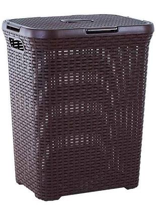 Корзина для белья 50л 45*35*55см темно-коричневый ротанг тм алеана