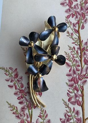 Брошь австрия винтаж "букетик фиалок"