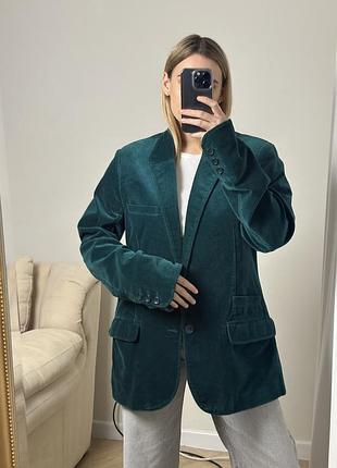 Зелений оксамитовий піджак з чоловічого плеча оверсайз