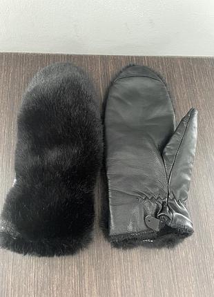 Жіночі  теплі рукавички натуральна шкіра ,хутро .s/m.