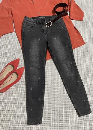 Джинси скіні з сніжинками з бісеру