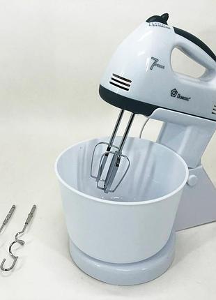 Ручной миксер для приготовления теста domotec ms-1366 2 л, миксер с насадками для взбивания fg-15