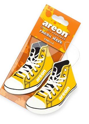 Ароматизатор на зеркало сухой areon wave fresh лист кеды "vanilla"