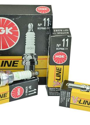 Свічка запалювання ngk v-line-11 2110-2112, 1117-1119, 2170-2172 (16 кл) 1,5; 1,6 з резистором (к-кт 4 шт)
