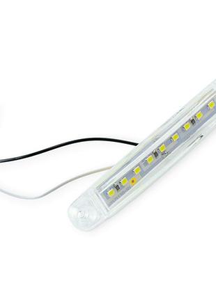 Фонарь маркерный овальный белый 100х15мм 9 led (12-24v) autolight