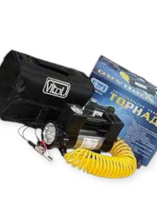 Компрессор 2 цилин vitol торнадо 400w/10атм/90л/7,5м шланг спирал с ман. и дефлятором/фонарь/клемы