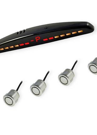 Парктроник 4 датчика 18,5 мм cyclone sv-4m led дисплей-шкала/звук. сигнал/серый