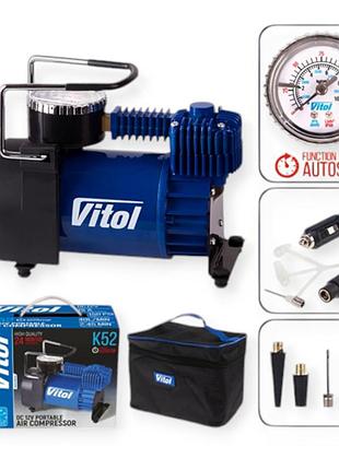 Компрессор vitol 10атм/ 40л/1,2м шланг/прикур/сумка/автостоп/2 режима