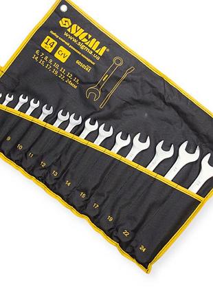 Набор ключей рожково-накидных 6-24 мм 14 шт (ткан. чехол) crv sigma