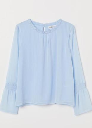 Шифоновая легкая блуза, блузка. размер s. бледно голубой1 фото