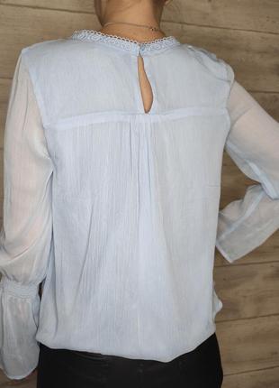 Шифоновая легкая блуза, блузка. размер s. бледно голубой5 фото