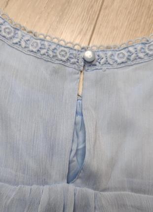 Шифоновая легкая блуза, блузка. размер s. бледно голубой9 фото