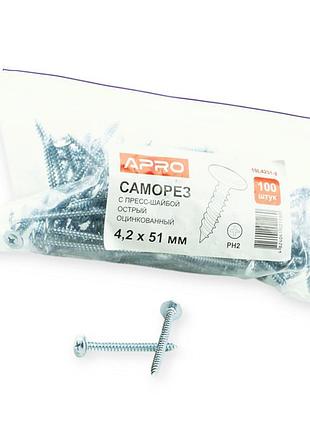 Саморіз із шайбою 4,2х51 білий (100 шт) apro