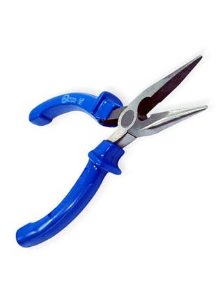 Длинногубцы прямые 180 мм синие ручки intertool