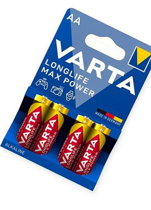 Батарейка aa лужна 1.5v пальчик varta longlife max power 4шт блістер