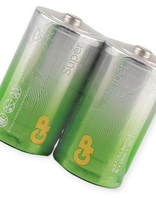 Батарейка тип d лужна 1.5v велика gp super g-tech alkaline 2шт плівка