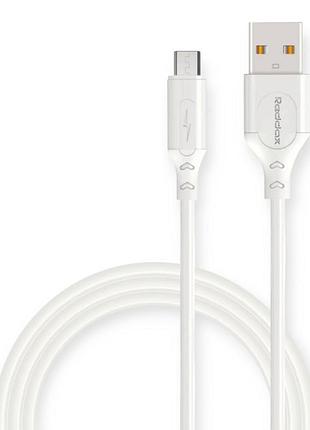 Кабель для зарядки reddax usb - micro usb, 1м, 2.4а белый, круглый