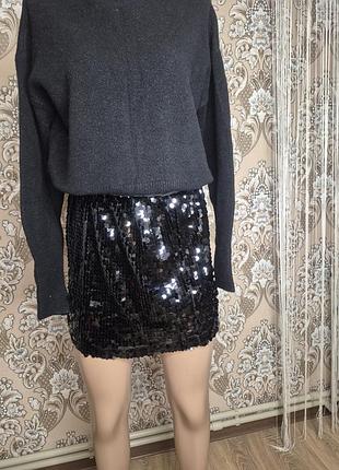 Юбка на резинке в паетках вечерняя нарядная