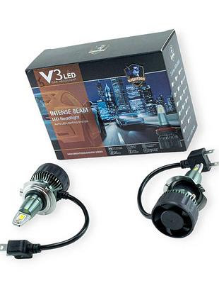 Автолампа led h7 12v-24v v3 5000k 40w радіатор вентилятор megalight