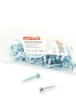 Саморіз із шайбою 4,2х41 білий (100 шт) наконечник свердло apro