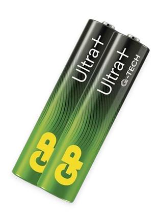 Батарейка aaa лужна 1.5v мініпальчик gp ultra plus g-tech alkaline 2шт плівка
