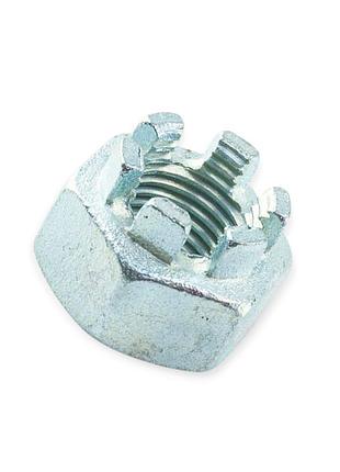 Гайка м14x1.5 корончатая 8кл цинк (мелкая резьб) metalvis