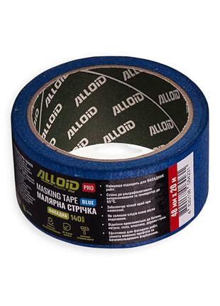 Стрічка малярська alloidl pro 48мм х 20м, 140мкм синя, для внутрішніх та зовнішніх робіт термостійка