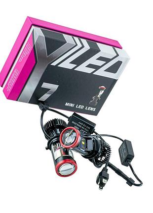 Лампа led с линзой h4 12v-24v 64w y-7d 4800l радатор с вентилят. optimal-l