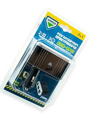 Разветвитель прикур. 3 вых. 5а, 60вт, 2 usb 1.0а, евро armer