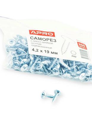 Саморез с шайбой 4,2х19 белый (200 шт) apro