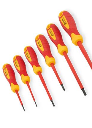 Набор отверток диэлектрических 6 шт, шлиц 2.5, 4.0, 5.5 мм, крест 3, 5, 6 мм intertool