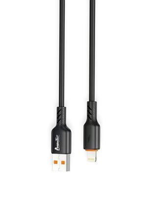 Кабель для зарядки avantis usb - iphone, 1м, 3.0а чорний, круглий силіконова оплетка