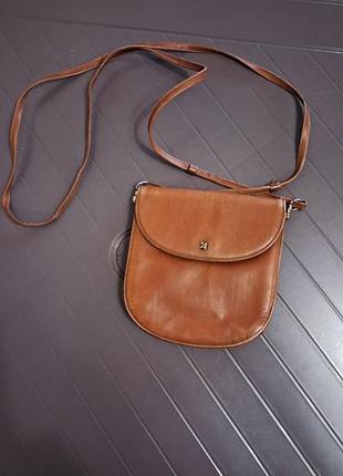 Сумка женская кожаная коричневая бежевая винтажная vintage, размер 17 см x 16 см