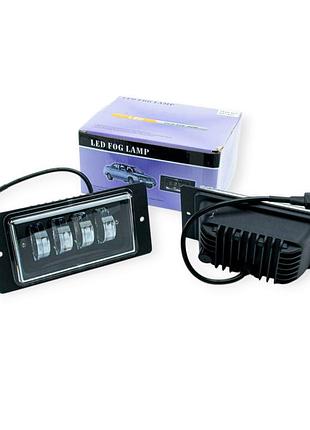 Фара противотуманная 2110-2115 led 40w 4 диодный элемент металлический корпус (к-кт 2 шт) megalight
