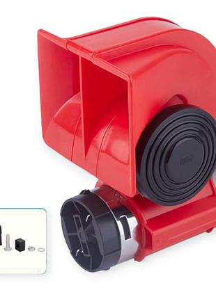 Сигнал повітряний равлик nautilus 12v із компр. 2 тона червоний vitol ca-1405