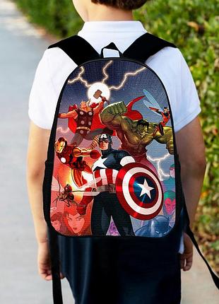 Рюкзак детский супергерои мстители марвел, 34х27см,городской ранец для мальчика с принтом (00418)