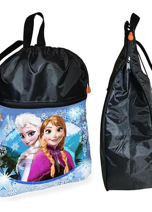 Рюкзак-мішок для взуття, спортивної форми крижане серце анна та ельза дитяча сумка для змінки з розширювачем (01365)