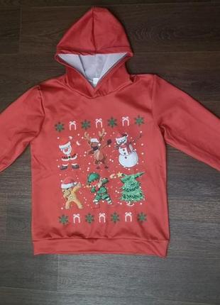 Детский новогодний свитшот санта клаус эльф олень 13 14 лет 158 164 рост нового года резьбо