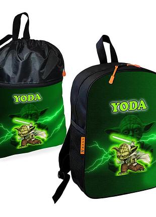 Школьный рюкзак детский йода star wars + сумка для обуви спортивной формы рюкзак-мешок для мальчика (01692)