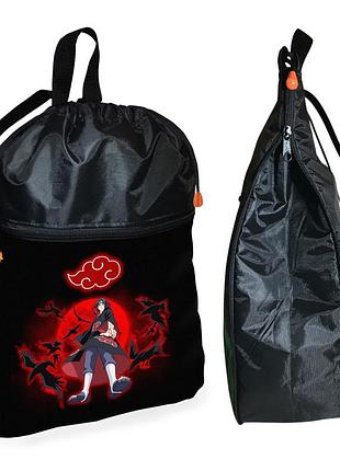 Рюкзак-мішок для взуття, спортивної форми аніме наруто акацукі дитяча сумка для змінки з розширювачем (01212)