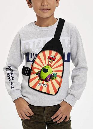 Сумка через плечо детская brawl stars спайк 29х17 см сумка слинг для мальчика (01929)